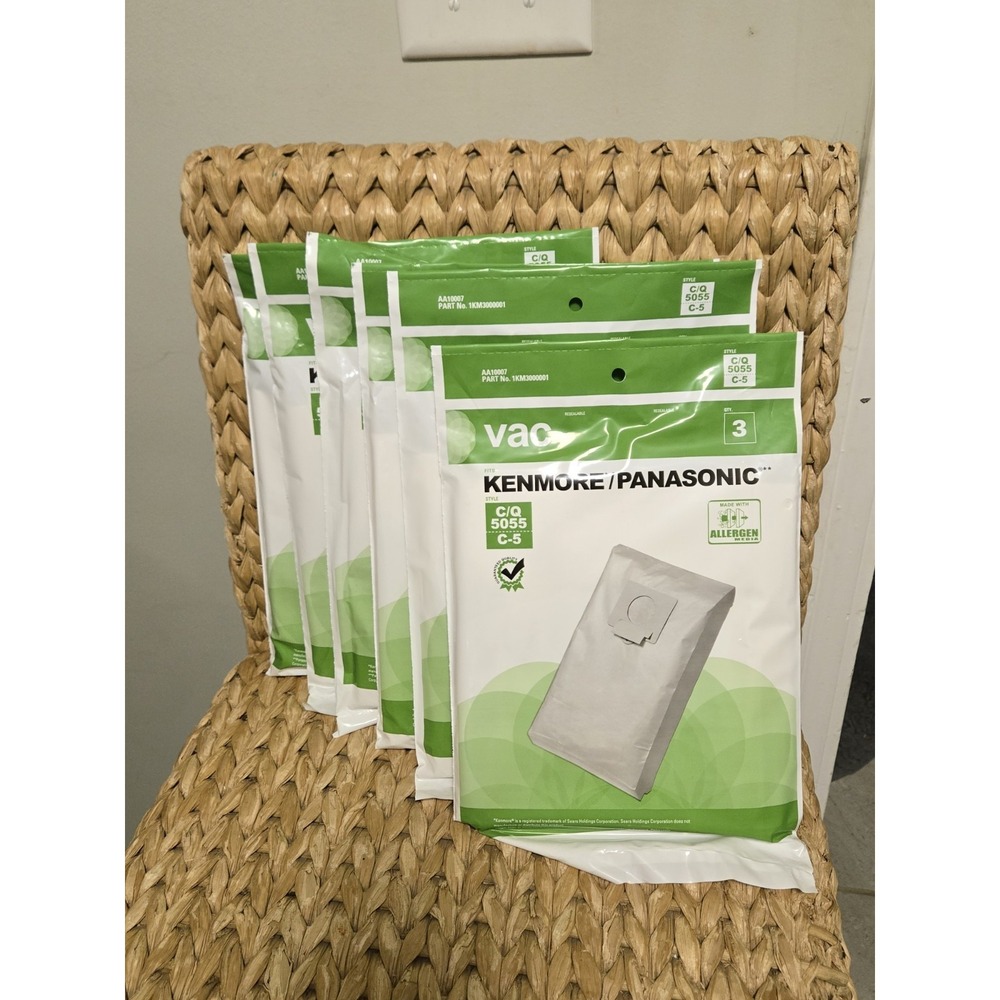 (6) Kenmore/Panasonic Vac Cleaner Bags C/Q 5055 C-5 Allergen Pack 3 Bags